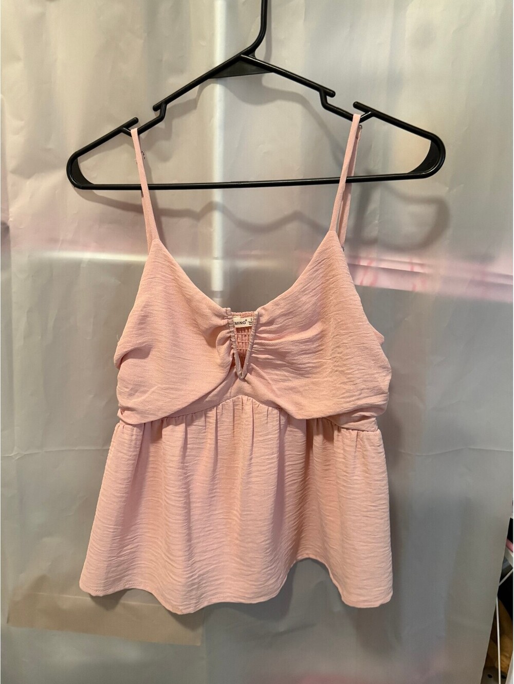 Light Pink Sleeveless Peplum Top with Adjustable Straps Size S